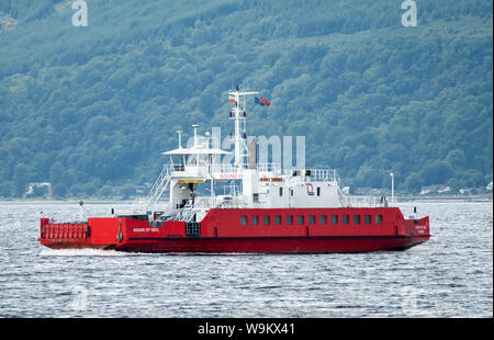 Der Klang der Seil Überfahrt mit der Fähre zwischen McInroy's Point und Jäger Quay, Dunoon Stockfoto