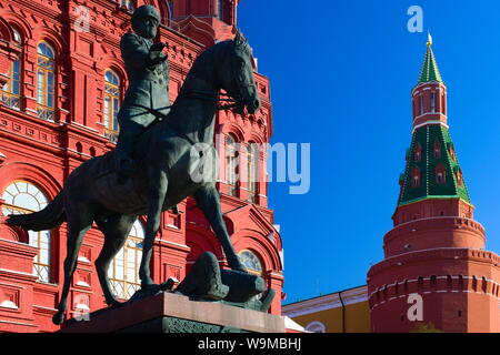 Denkmal für Marshall G.K. Zhukov auf dem Roten Platz, Moskau, Russland Stockfoto