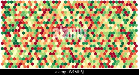 Hexagon grid Hintergrund Textur muster bunt. Honeycomb vector Hintergrund. Isometrische Geometrie. Seitenverhältnis 2:1 Stockfoto