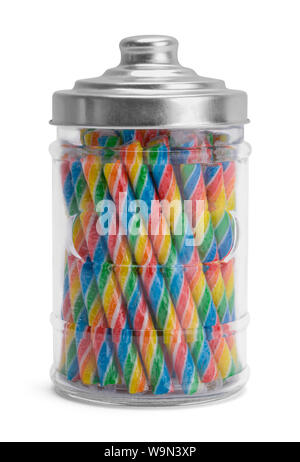 Volle Candy Jar isoliert auf weißem Hintergrund. Stockfoto