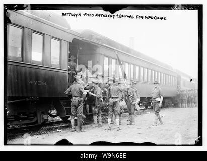 Batterie A-Field Artillery verlassen für Krieg Spiel Stockfoto