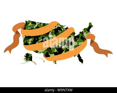 United States Karte mit militärischen Textur Symbol Stock Vektor