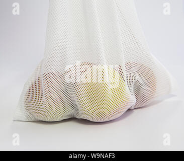 NZ Äpfel gekauft von lokalen Supermarkt in wiederverwendbaren Taschen produzieren von upcycling Alte single use Plastiktüten. Geben weichen Kunststoff ein anderes Leben Stockfoto