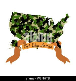United States Karte mit militärischen Textur Symbol Stock Vektor