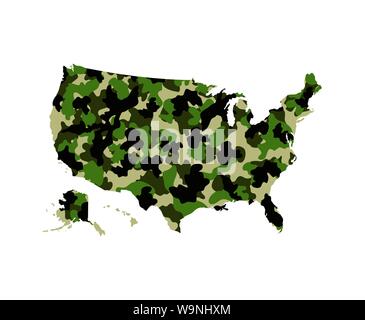 United States Karte mit militärischen Textur Symbol Stock Vektor