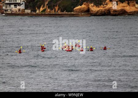 Bunte Kajaks in der La Jolla Cove San Diego Stockfoto