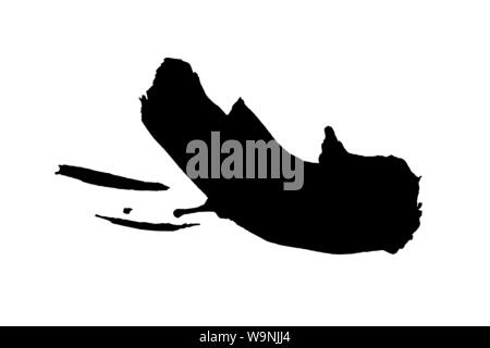 Splash, splatter mit schwarzer Tinte auf weißem Papier. Bold organische Pinsel streichen Sie Form, sehr detaillierte. Grunge Pinselstrich halftone Textur. Stock Vektor