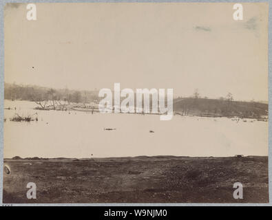 Belle Isle, James River, Richmond, Va., April 1865 Abstract: Foto zeigt einen Blick auf die Belle Isle von Richmond Seite des James River mit einige Häuser in der Ferne. Stockfoto