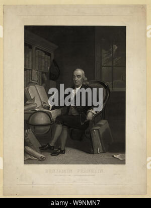 Benjamin Franklin - in Boston, Jany geboren. 17 1706 - in Philadelphia gestorben, 17. April 1790/bemalt von T.H. Matteson, Esqr. ; Gestochen von heny. S. Sadd. Stockfoto