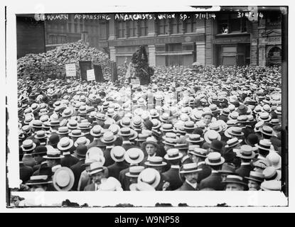 Berkman Adressierung Anarchisten, Union Sq., 7/11/14. Stockfoto