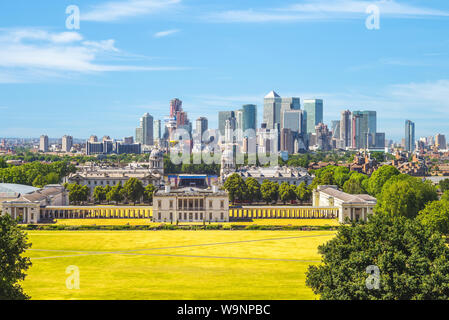 Skyline von London von Greenwich in Großbritannien Stockfoto