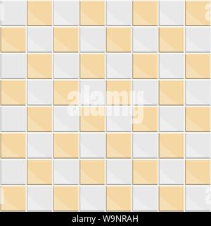 Zusammenfassung nahtlose Muster von Orange weiße keramische Bodenfliesen. Design geometrischen Mosaik Textur für die Einrichtung der Küche Zimmer, Vektor Lllustrat Stock Vektor