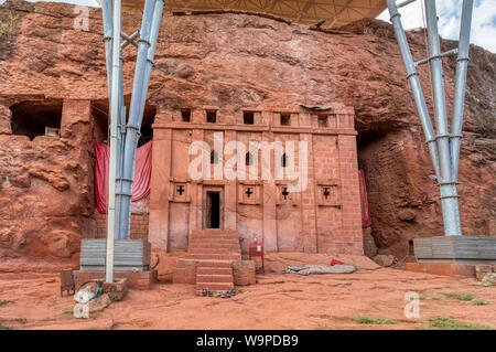 Biete oder Bette Abba Libanos (Haus des Abtes Libanos) ist ein U-rock-cut monolith Orthodoxe Kirche in Lalibela, Äthiopien. UNESCO-H Stockfoto