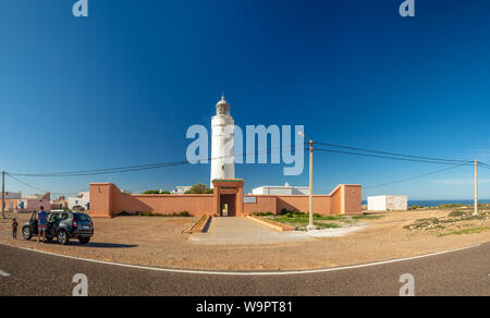 Agadir, Marokko, Nordafrika [Marokkanische Landschaft mit Leuchtturm, Glühbirne und Linsen in Tower] Stockfoto