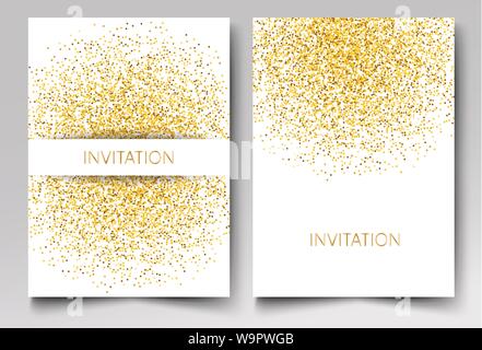 Template design Einladung gold glitzer Konfetti auf weißem Hintergrund Vector EPS 10. Stock Vektor