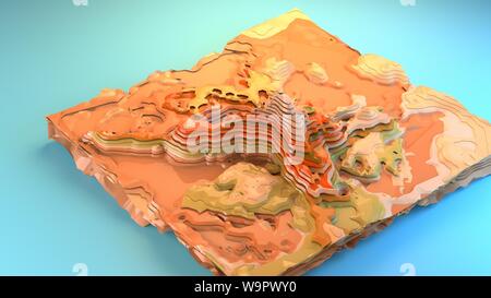 3D-rendering Canyon Diorama von oben nach unten Landschaft Beispieldiagramm stilisierte Spiel Umwelt kreative grafische Ressourcen Arizona unfruchtbar Dessert trocken Cartoon Stockfoto