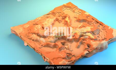 3D-rendering Canyon Diorama von oben nach unten Landschaft Beispieldiagramm stilisierte Spiel Umwelt kreative grafische Ressourcen Arizona unfruchtbar Dessert trocken Cartoon Stockfoto