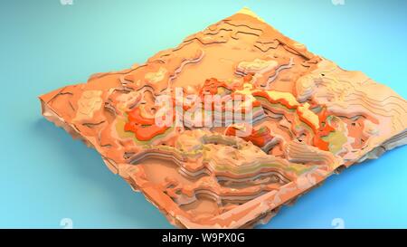 3D-rendering Canyon Diorama von oben nach unten Landschaft Beispieldiagramm stilisierte Spiel Umwelt kreative grafische Ressourcen Arizona unfruchtbar Dessert trocken Cartoon Stockfoto