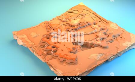 3D-rendering Canyon Diorama von oben nach unten Landschaft Beispieldiagramm stilisierte Spiel Umwelt kreative grafische Ressourcen Arizona unfruchtbar Dessert trocken Cartoon Stockfoto