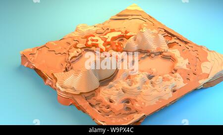 3D-rendering Canyon Diorama von oben nach unten Landschaft Beispieldiagramm stilisierte Spiel Umwelt kreative grafische Ressourcen Arizona unfruchtbar Dessert trocken Cartoon Stockfoto