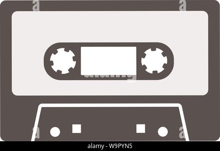 Einfache flache schwarze und weiße Audio Kassette symbols Vector Illustration Stock Vektor