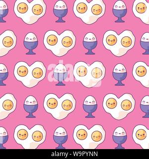 Muster der leckere Eier kawaii Stil Vector Illustration Design Stock Vektor
