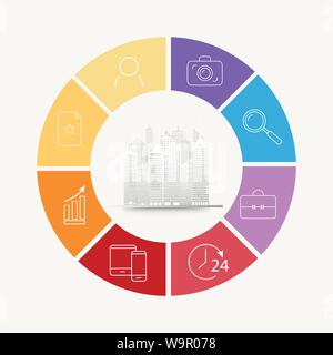 Vektor Kreis Haus Konzepte mit Symbolen Infografiken Stock Vektor