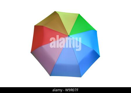Helle Regenbogen Regenschirm für Frauen. Vector Illustration. Schutz vor Regen. Stock Vektor