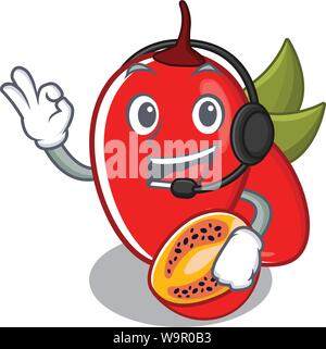 Mit Kopfhörer tamarillo betaceum mit Maskottchen in Form Stock Vektor