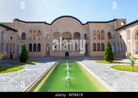 Tabatabai Haus, Innenhof, Kashan, Isfahan Provinz, Islamische Republik Iran Stockfoto