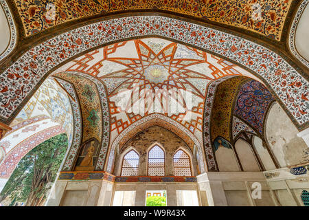 Fin Garten, Kushak Pavillon, Detail der Decke, Kashan, Isfahan Provinz, Islamische Republik Iran Stockfoto