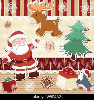 Sammlung von nahtlose Muster und Elemente für Weihnachten scrapbooking Design Stock Vektor