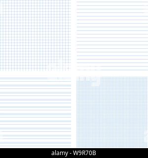 Satz von 4 Vektor der nahtlose Texturen von Notebook Seiten. Kann für Bildung Design verwendet werden. Stock Vektor