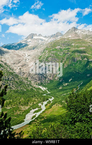 Furkapass, Pass Road, Gletsch, Wallis, Andermatt, Uri, Schweiz, Europa Stockfoto
