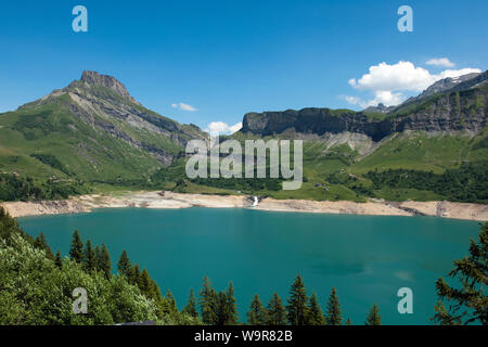 Lac de Roselend, Cormet de Roselend, Beaufortain Massiv, Savoie, Frankreich, Alpes, Europa Stockfoto