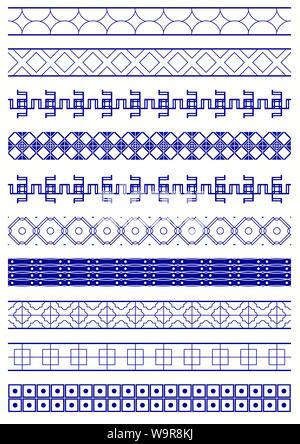 Satz von anderen Vektor geometrische nahtlose Grenzen (Fliesen). Verwendet werden, um musterfüllungen, Webseite Hintergrund, Oberfläche und Textil Texturen, wallpap Stock Vektor