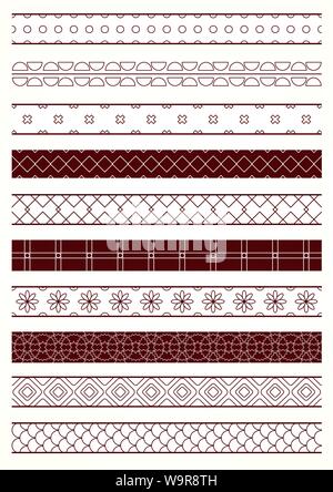 Satz von anderen Vektor geometrische nahtlose Grenzen (Fliesen). Verwendet werden, um musterfüllungen, Webseite Hintergrund, Oberfläche und Textil Texturen, wallpap Stock Vektor