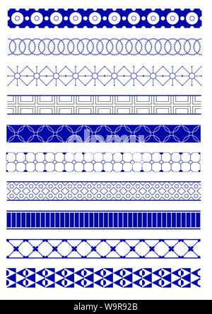 Satz von anderen Vektor geometrische nahtlose Grenzen (Fliesen). Verwendet werden, um musterfüllungen, Webseite Hintergrund, Oberfläche und Textil Texturen, wallpap Stock Vektor