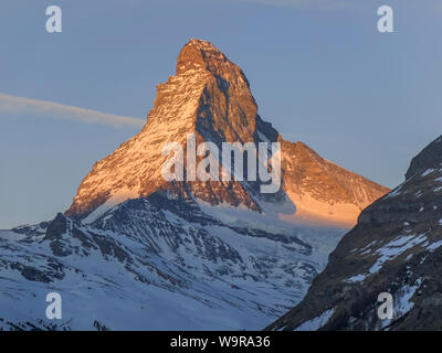 Matterhorn im Morgenlicht, Zermatt, Wallis, Schweiz Stockfoto