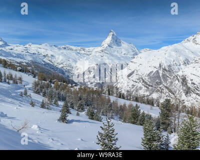 Matterhorn, Sunnegga Alm, Wallis, Schweiz Stockfoto