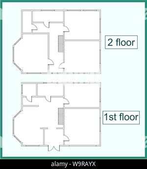 Abstract vector Plan der ersten und zweiten Etage eines zweistöckigen Haus Stock Vektor