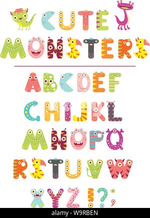 Vektor Alphabet mit Buchstaben, die in der Form von cute Cartoon Monster. EPS8 Stock Vektor