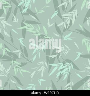 Bamboo Green Filialen nahtlosen Hintergrund. Vector Illustration. Stock Vektor