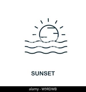 Sonnenuntergang umriss Symbol. Thin Line Konzept Element aus dem Tourismus icons Collection. Kreative Sonnenuntergang Symbol für mobile Apps und Internetnutzung Stock Vektor
