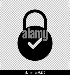 Schlosssymbol Flat Style auf transparentem Hintergrund isoliert, Sicherheit Vorhängeschlosssymbol Vector Illustration Design. Stock Vektor