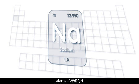 Natrium chemische Element atomaren Daten und Symbol - Tabelle der Elemente Stockfoto