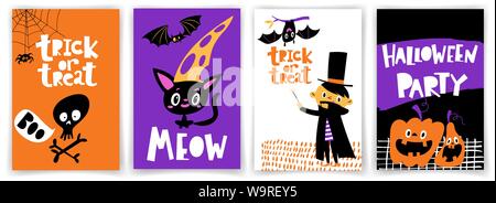 Cute Vector kids style Halloween Party Poster Stock Vektor