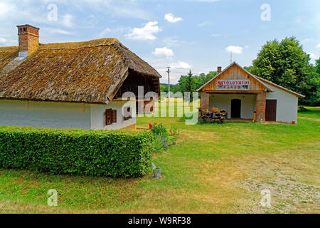 Örség, Wächterregion, Heimatmuseum, Nagyrákosi Tájház Kovácsműhely, Reetdach, Stockfoto