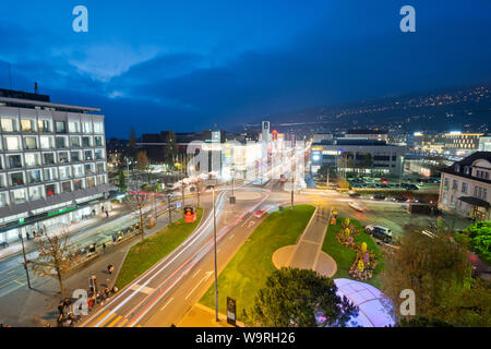 Schweiz, Waadt, Waadt, Vevey, Ville, Stadt, Stadt, Nuit, Nacht, Nacht Stockfoto