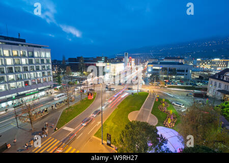 Schweiz, Waadt, Waadt, Vevey, Ville, Stadt, Stadt, Nuit, Nacht, Nacht Stockfoto